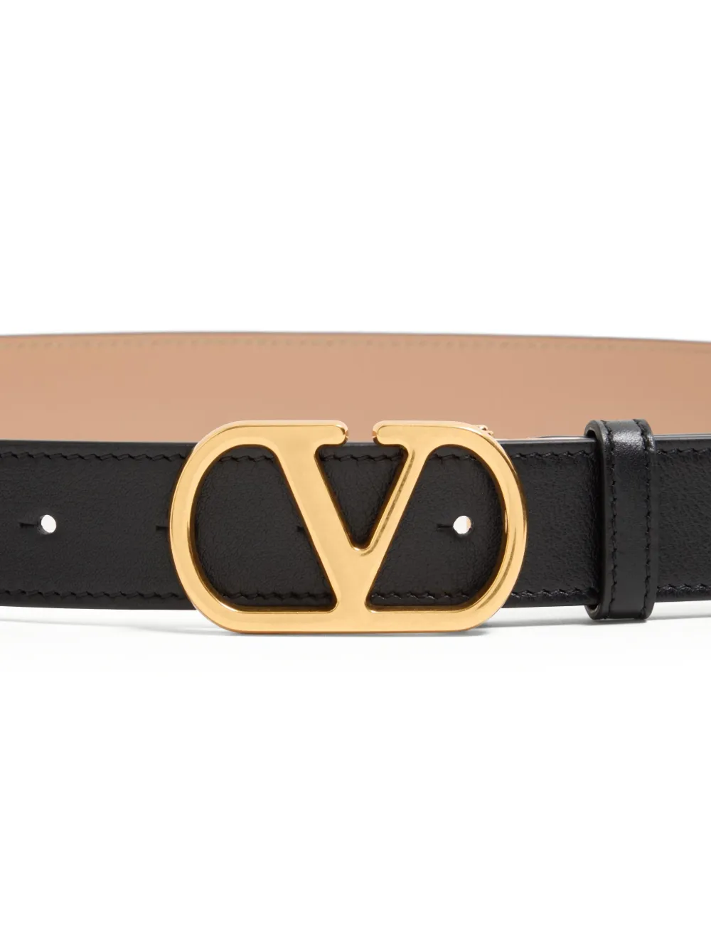  Valentino Garavani Cintura Vlogo Signature Reversible In Pelle Di Vitello Lucida 30mm / 1.2 In. - Nero 