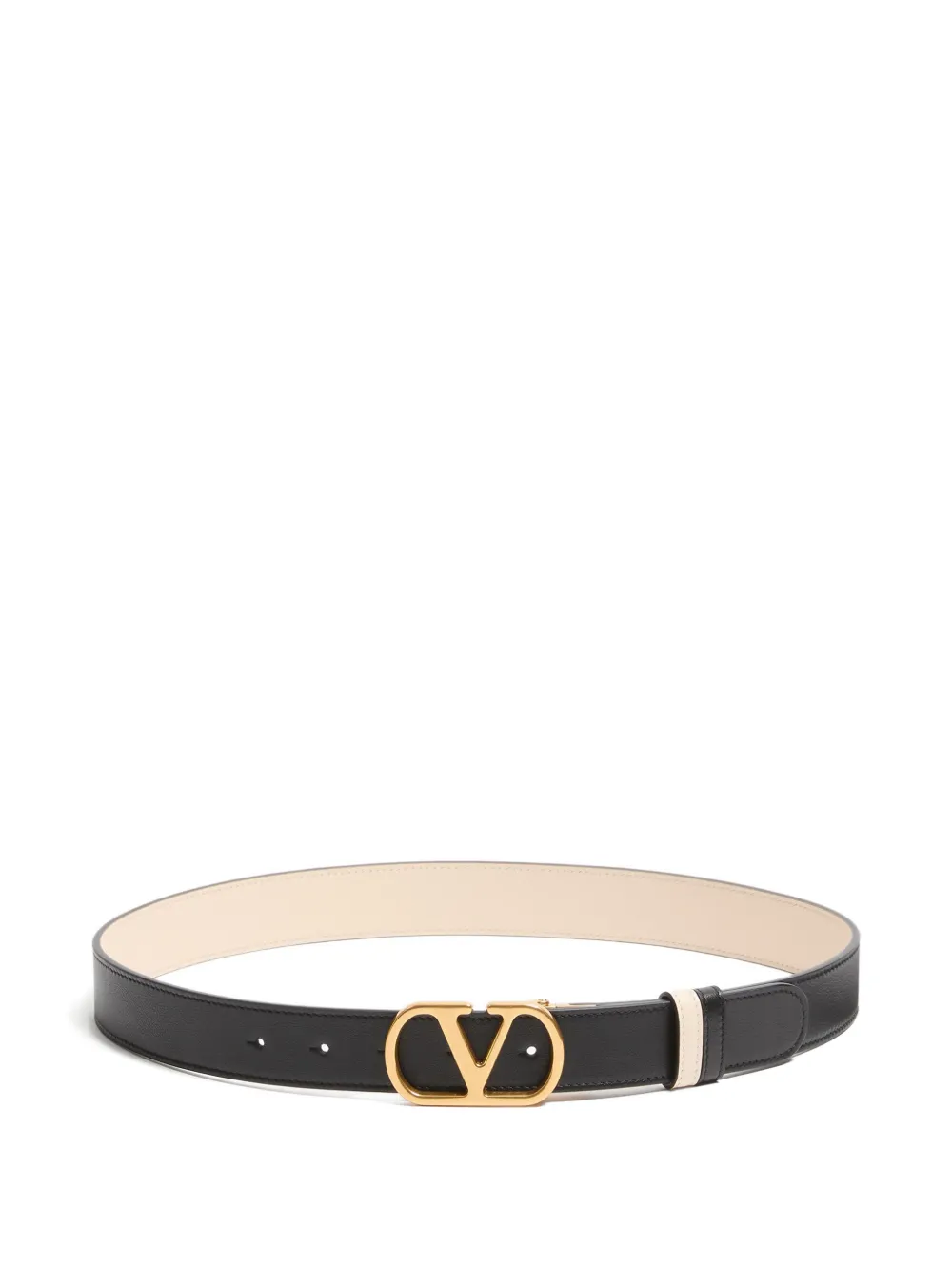 Valentino Garavani VLogo Signature reversible shiny calfskin belt - 30mm / 1.2 in. - Toni neutri
