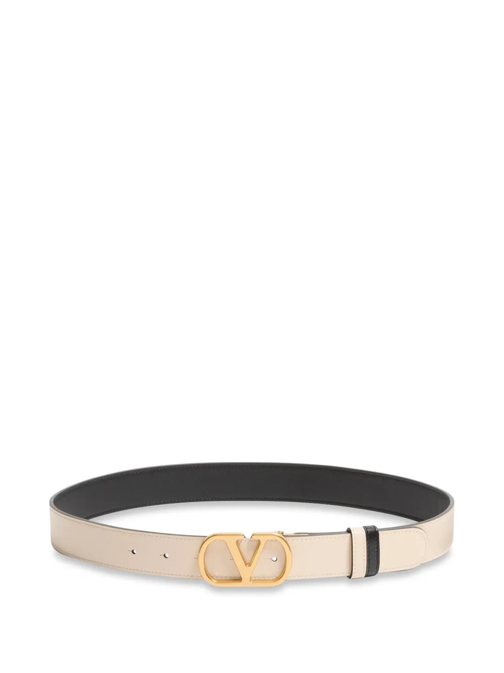 Valentino Garavani VLogo Signature omkeerbare glanzende kalfsleren riem Beige