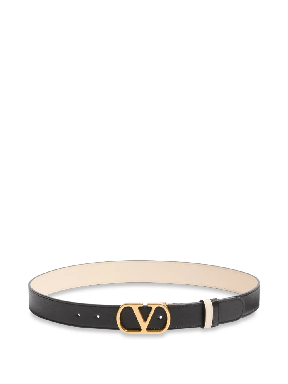 Valentino Garavani VLogo Signature reversible shiny calfskin belt - 30mm / 1.2 in. - Neutrals