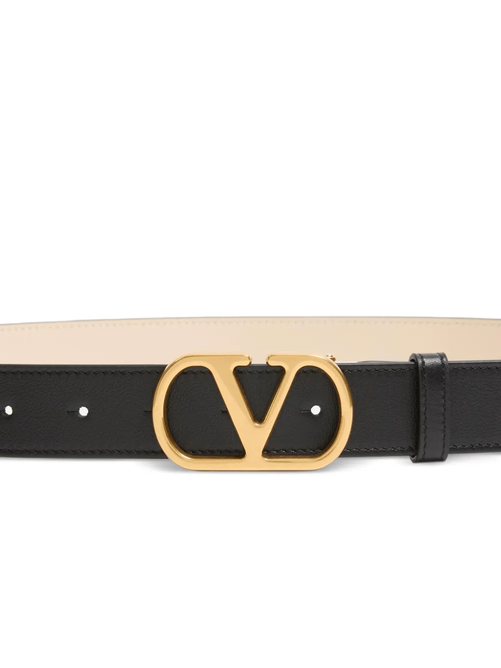 Valentino Garavani VLogo Signature omkeerbare glanzende kalfsleren riem Beige