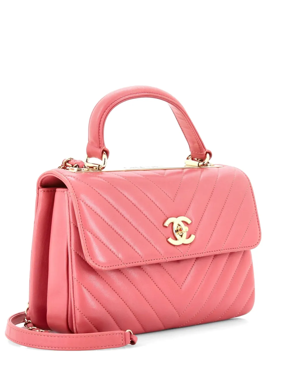 CHANEL Pre-Owned Trendy CC Top Handle Bag Chevron Lambskin Small satchel - Rosa