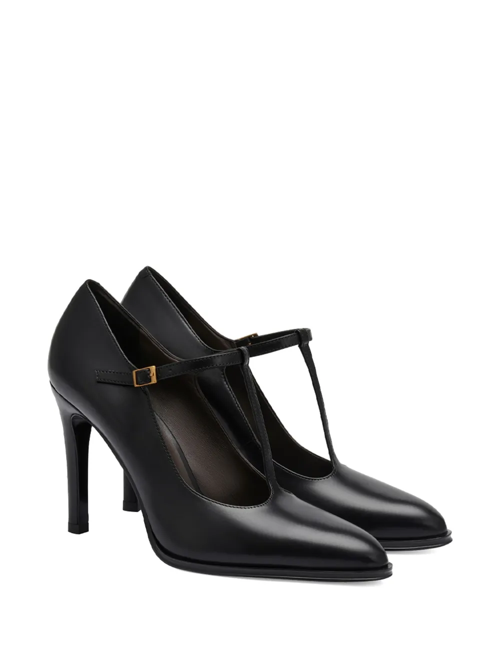 POTAMY Leren pumps met T-bandje Zwart