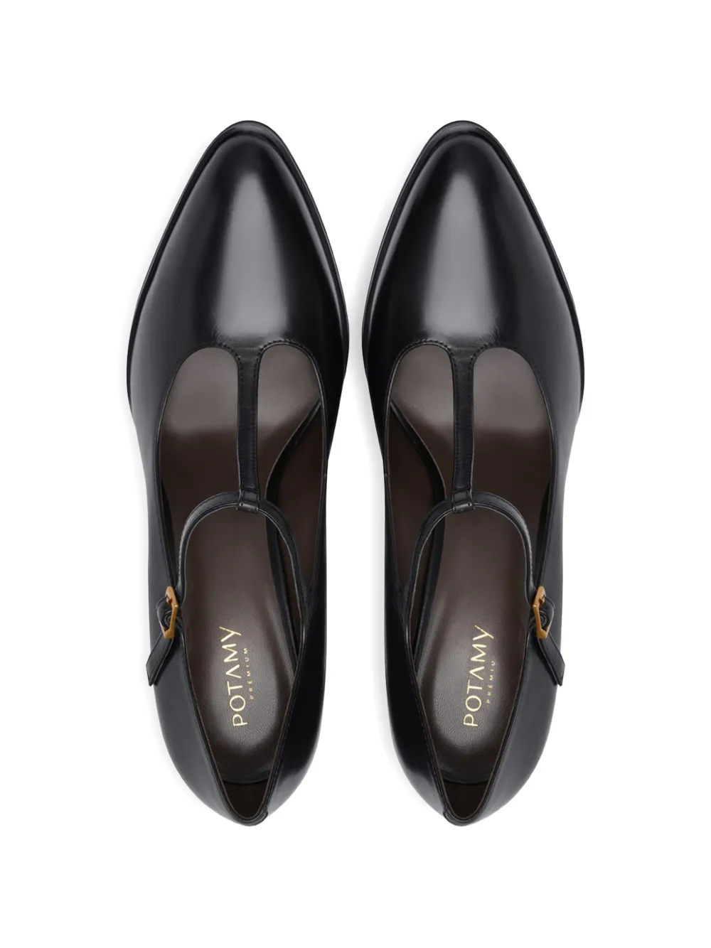 POTAMY Leren pumps met T-bandje Zwart