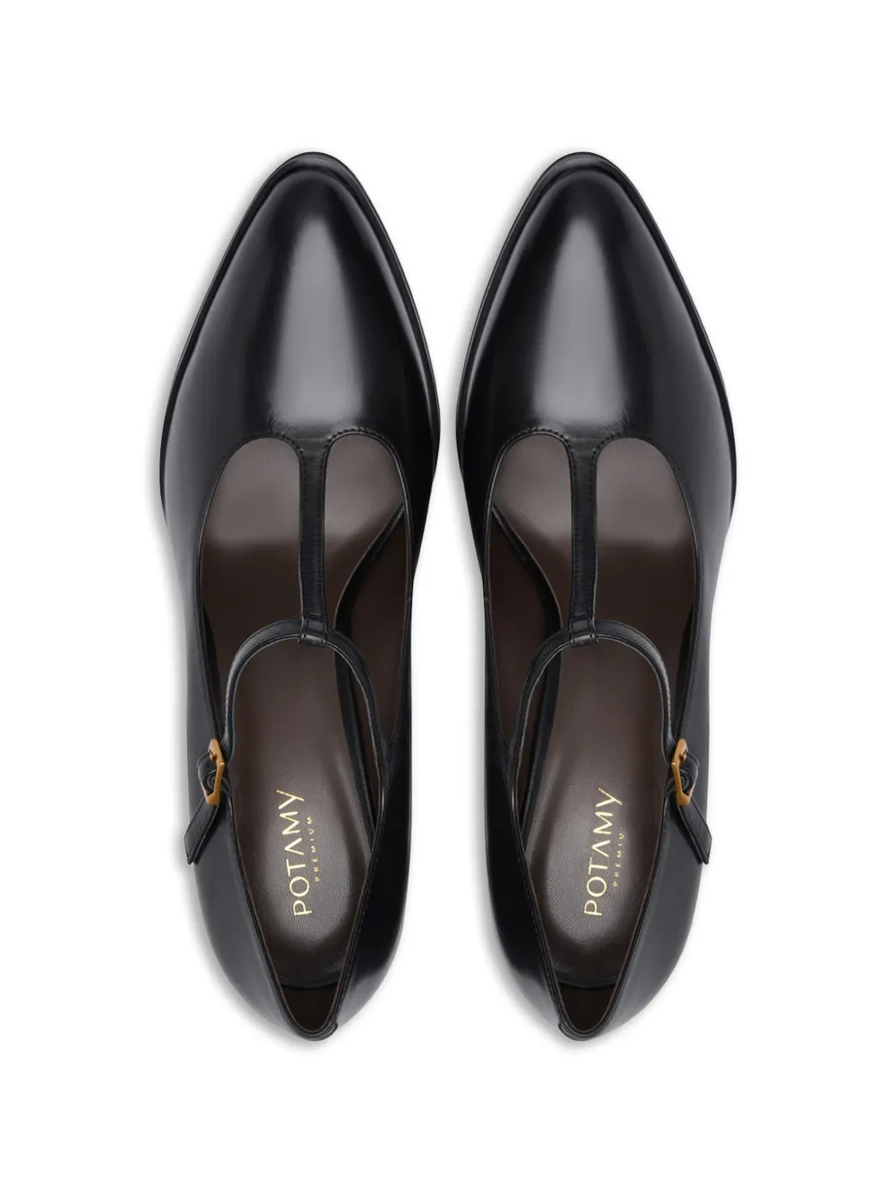  Potamy T-strap Leather Pumps - Black 