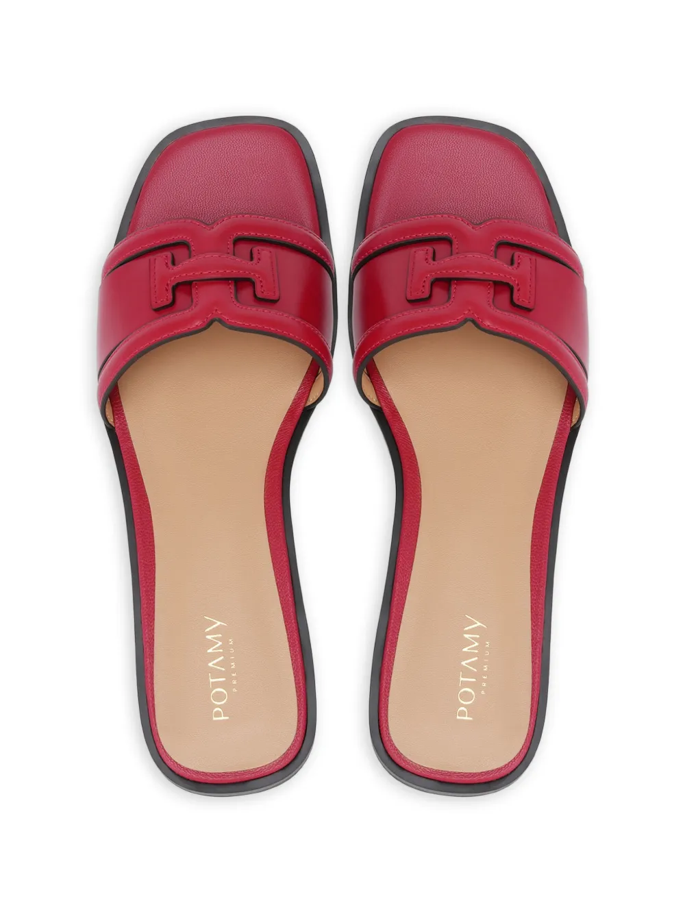 POTAMY Leren sandalen met uitgesneden details Rood