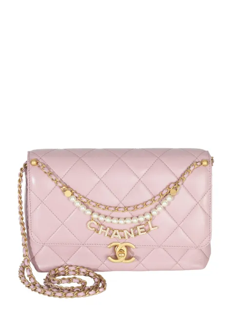CHANEL Pre-Owned 2024 mini pearl logo quilted crossbody bag