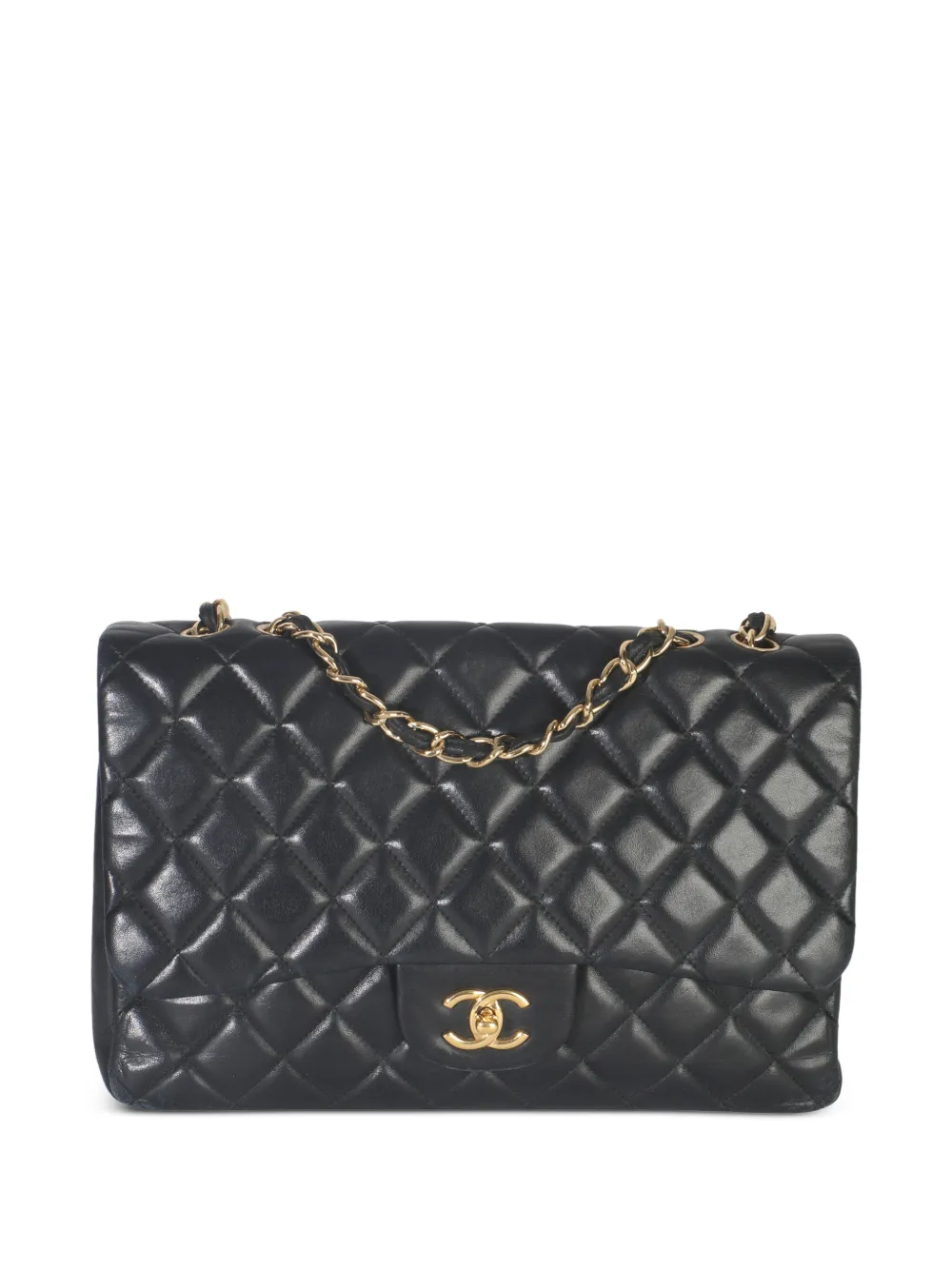 CHANEL Pre-Owned 2009-2010 Quilted flap lambskin shoulder bag - Black