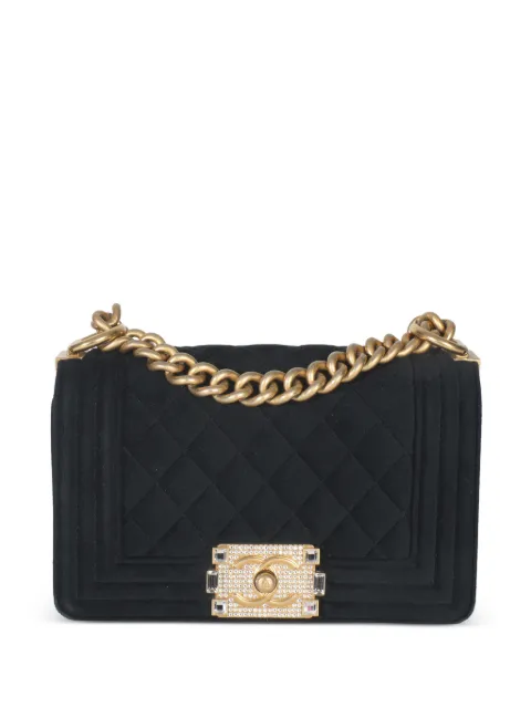 CHANEL Pre-Owned 2020 quilted strass velvet boy crossbody bag