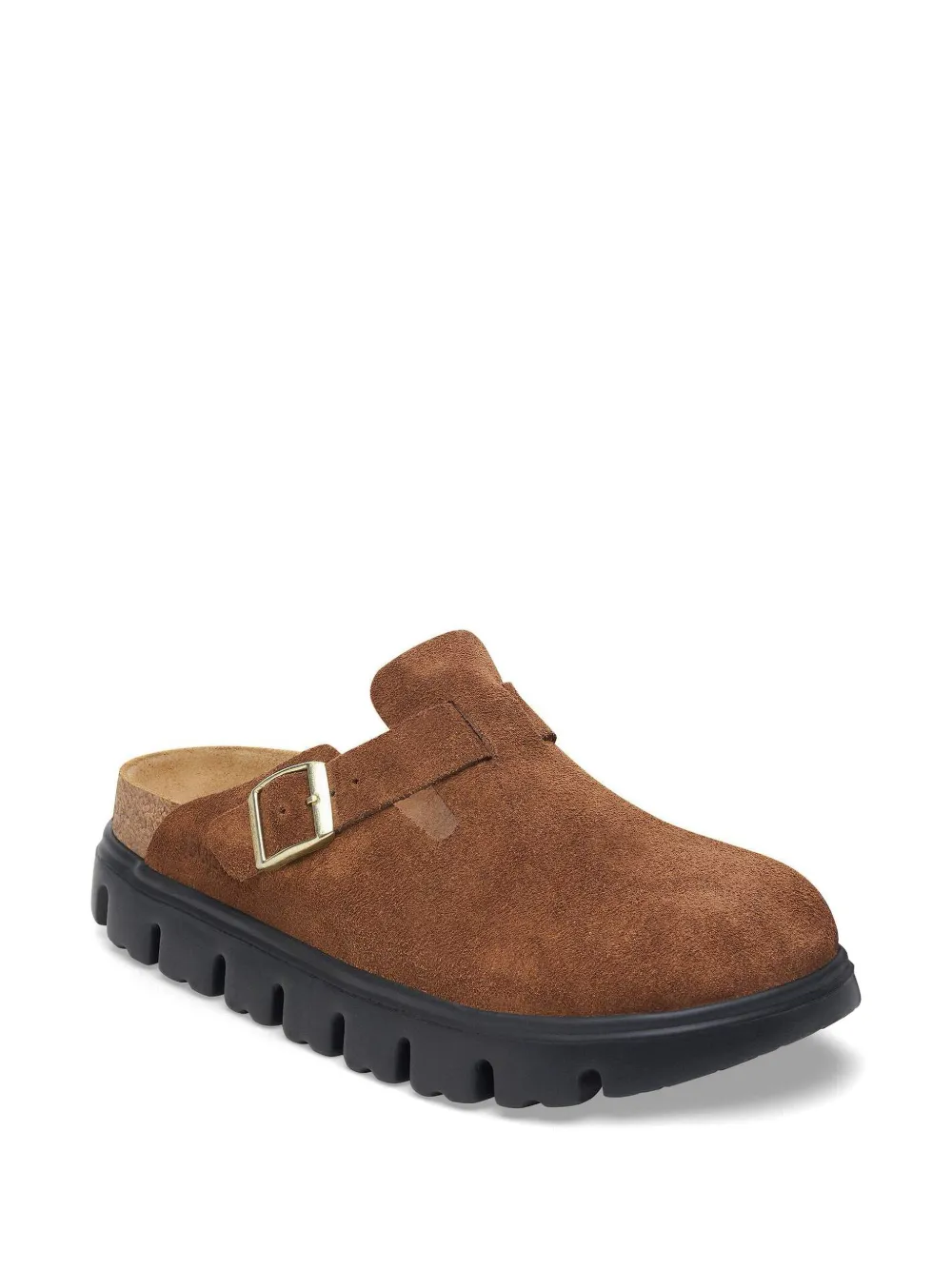 Birkenstock Boston chunky suède leren slippers Bruin