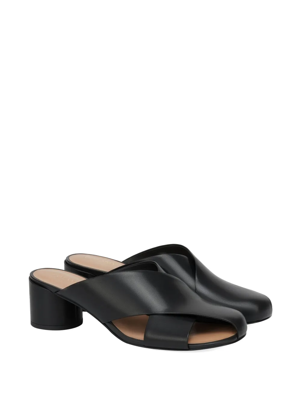 POTAMY Muiltjes met logo en gekruiste voorkant Zwart