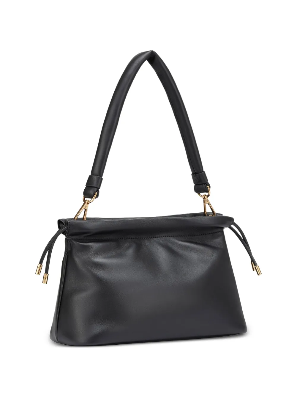  Potamy Drawstring Leather Shoulder Bag - Black 