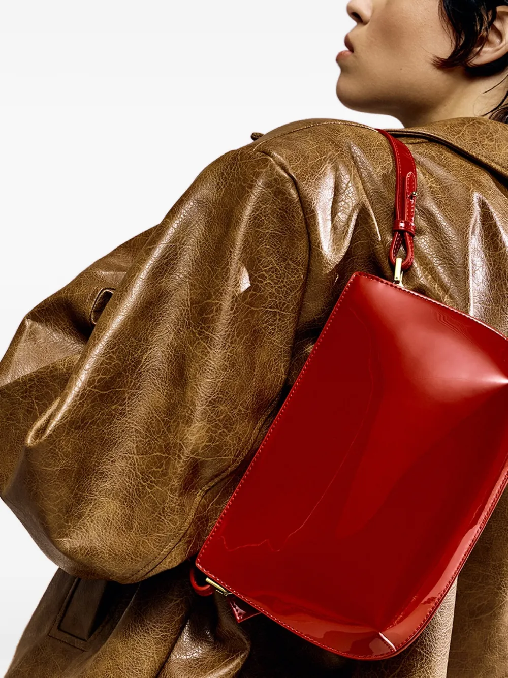 Potamy Patent-leather Shoulder Bag - Red 