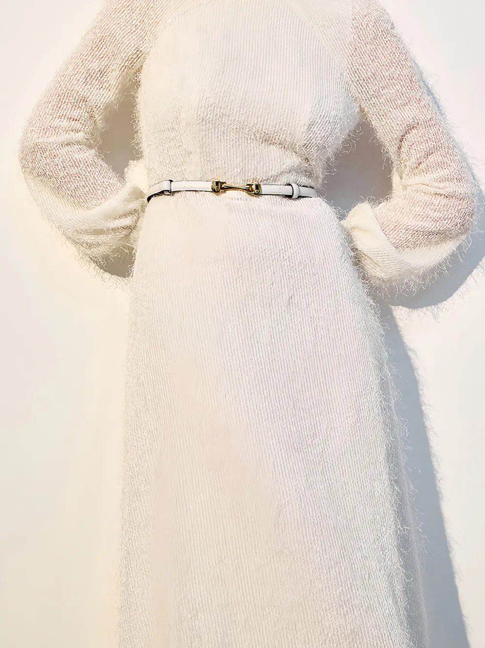  Potamy Buckle Leather Belt - White 