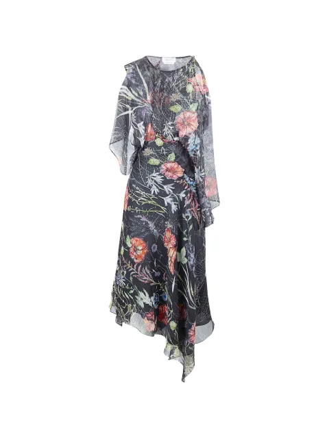 Alexander McQueen asymmetrical flower-print midi dress