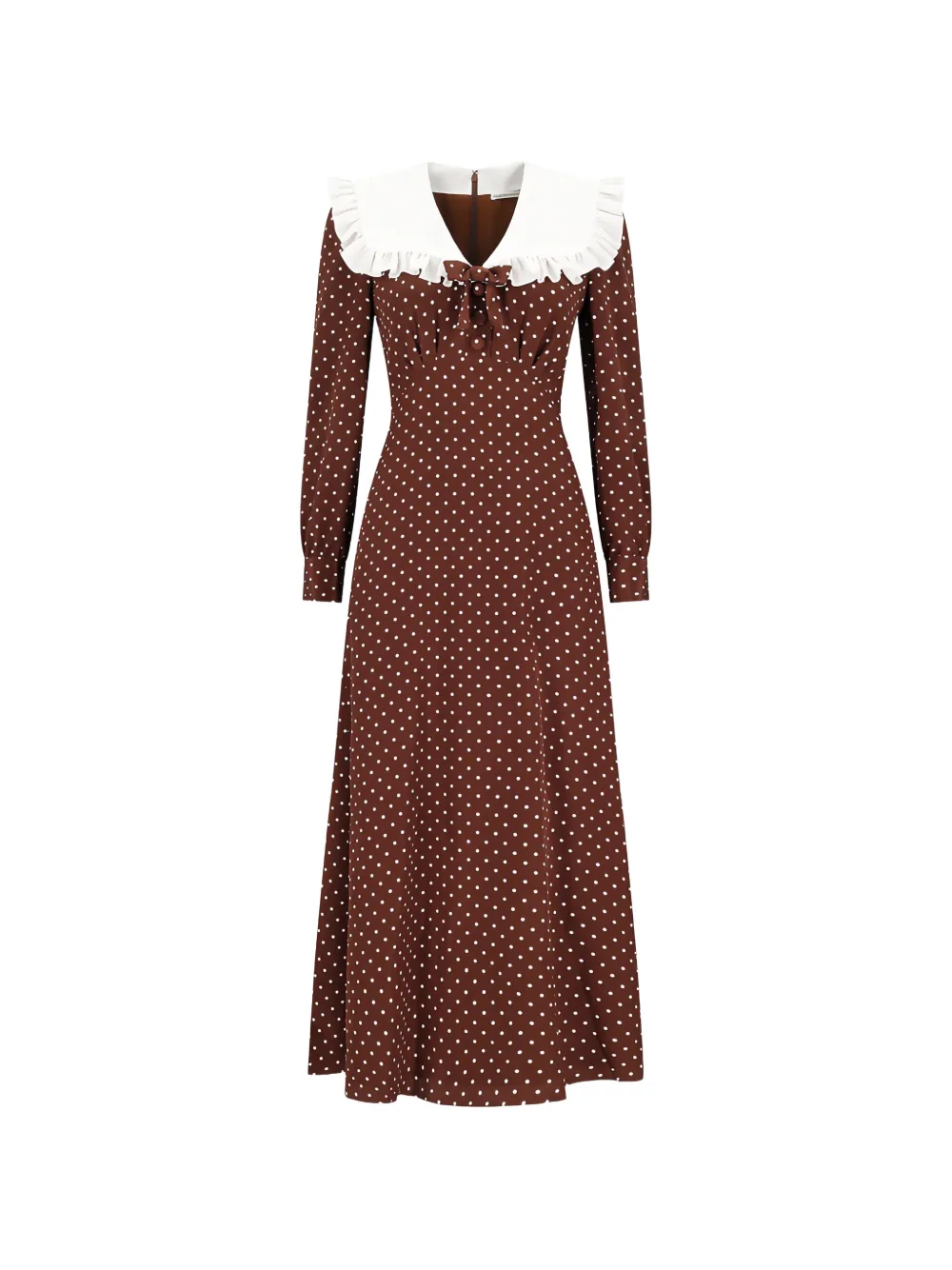 Alessandra Rich polka-dot ruffled silk dress - Marrone