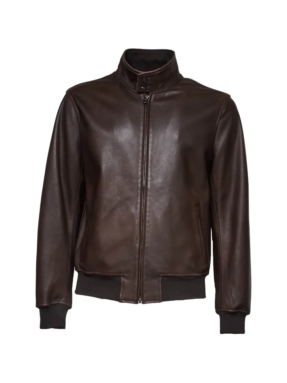 Stewart zip-up collar jacket - Marrone