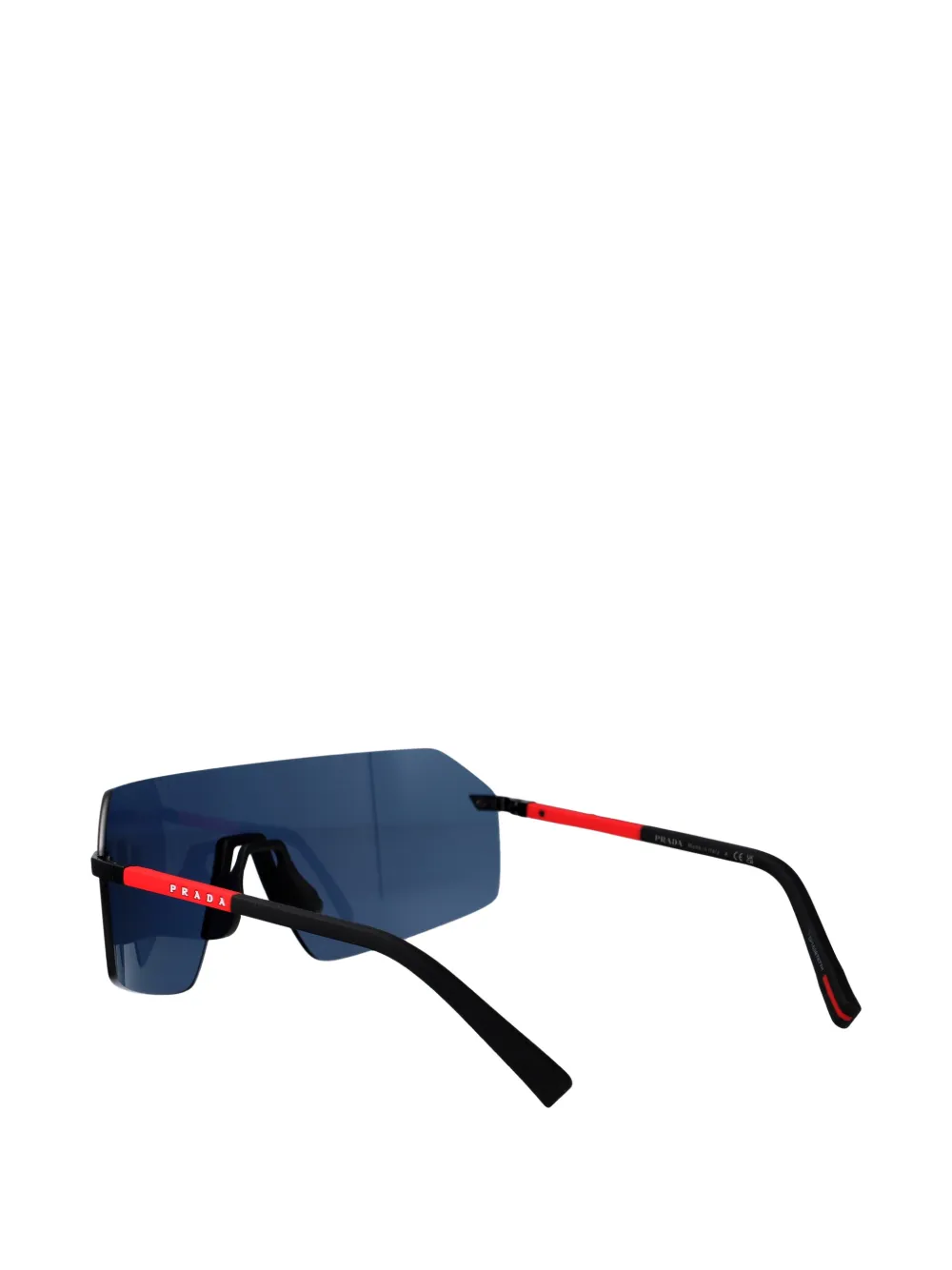 Prada Linea Rossa Zonnebril met logodetail Blauw
