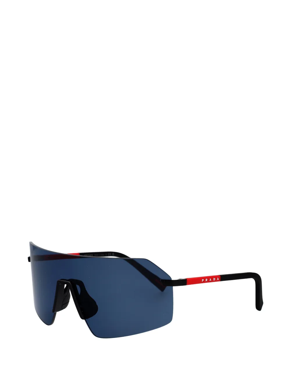 Prada Linea Rossa Zonnebril met logodetail Blauw
