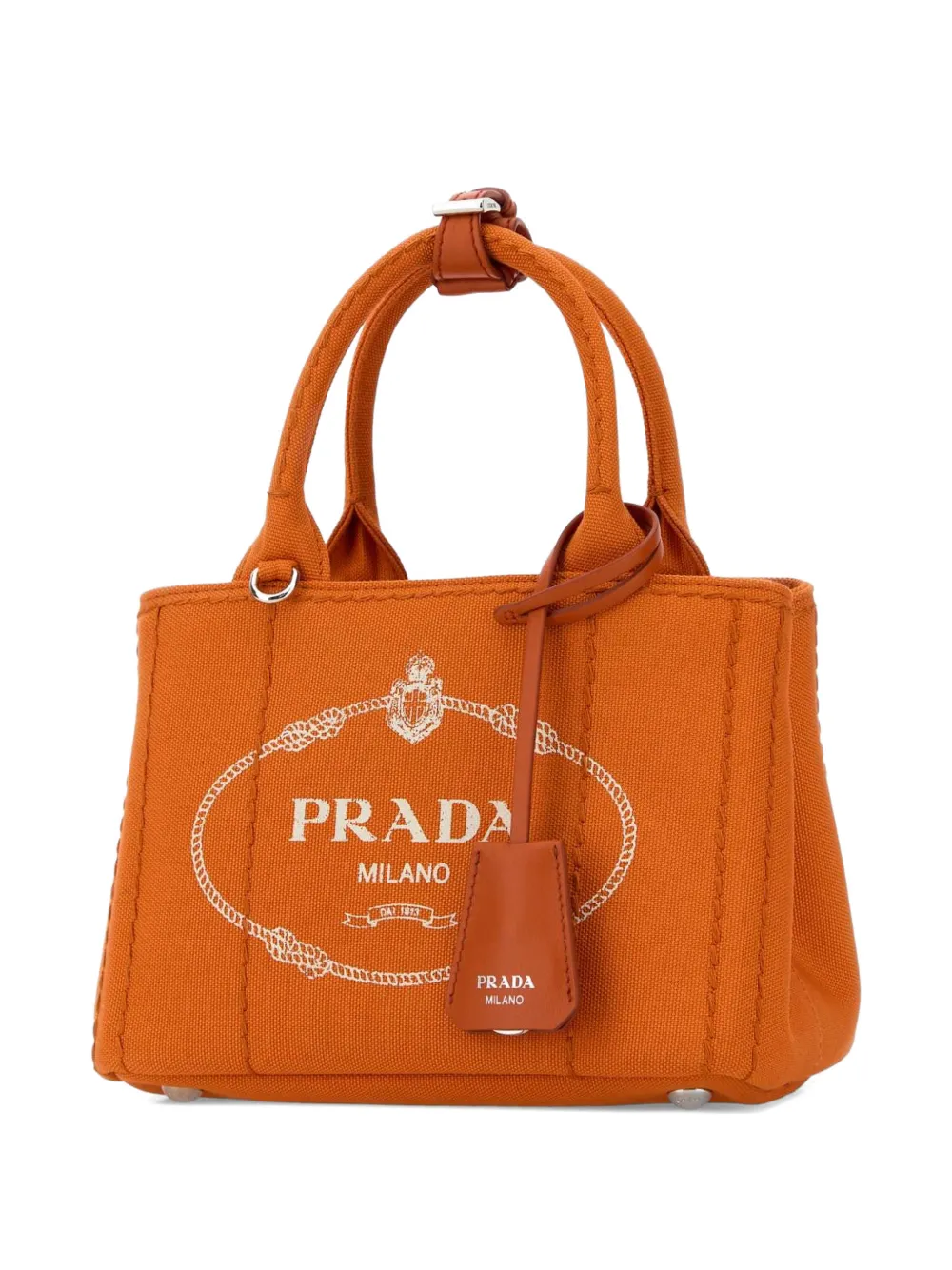 Prada Jardinière canvas mini-shopper Oranje