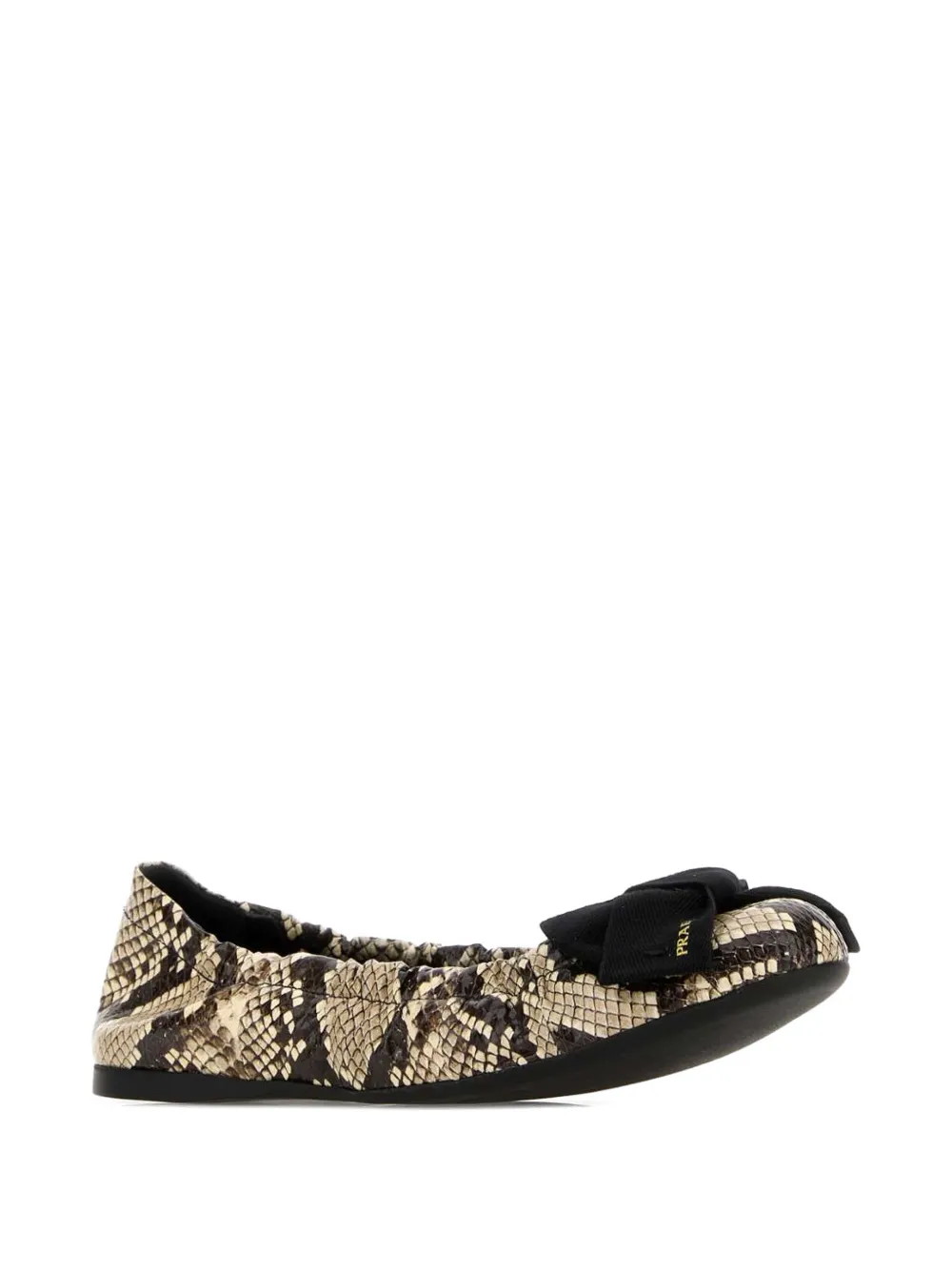 Prada Ballerina's met slangenprint en strikdetail Beige