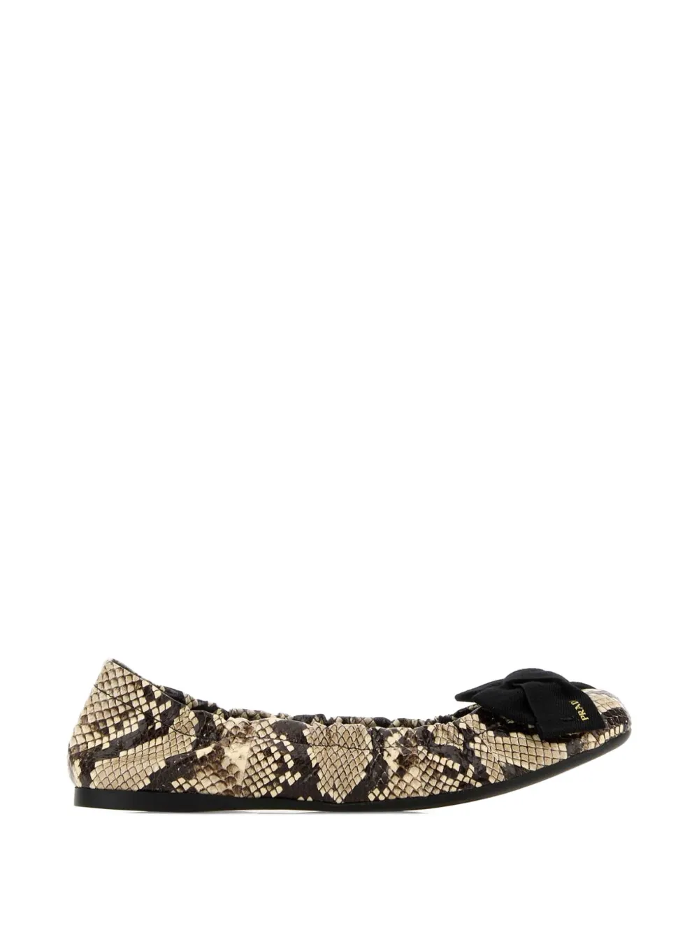 Prada snake-print bow-detail ballet flats - Toni neutri