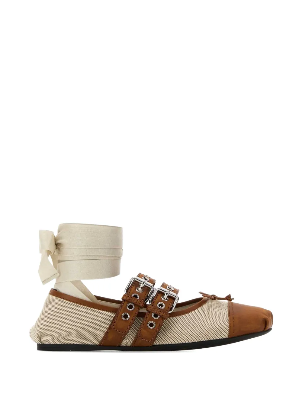 Miu Miu buckle-strap ballet flats - Toni neutri