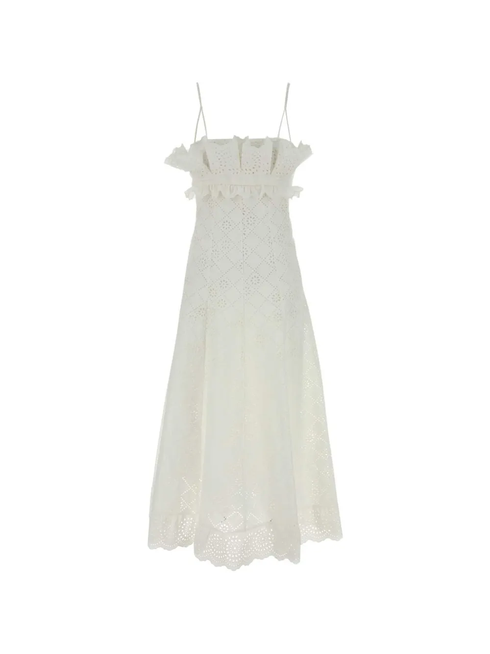 Alberta Ferretti ruffled broderie-anglaise cotton dress - Bianco