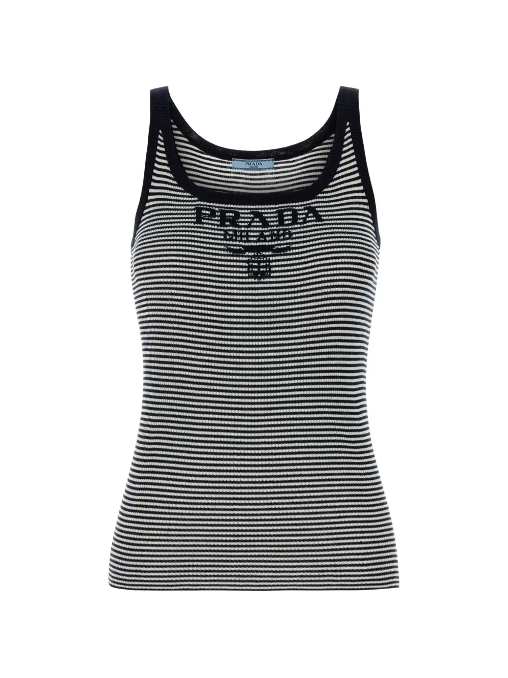 Prada striped embroidered silk tank top - Nero