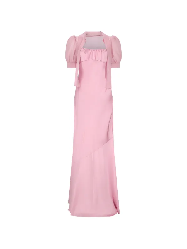 Alessandra Rich Short-sleeve Georgette Maxi Dress in Pink