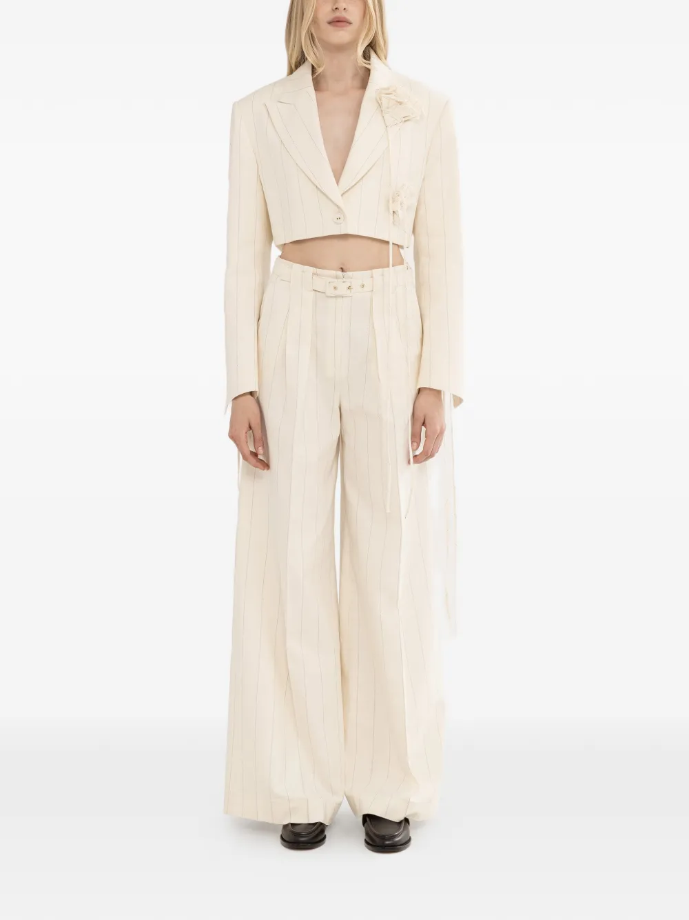  Nissa Striped Cropped Jacket - Neutrals 