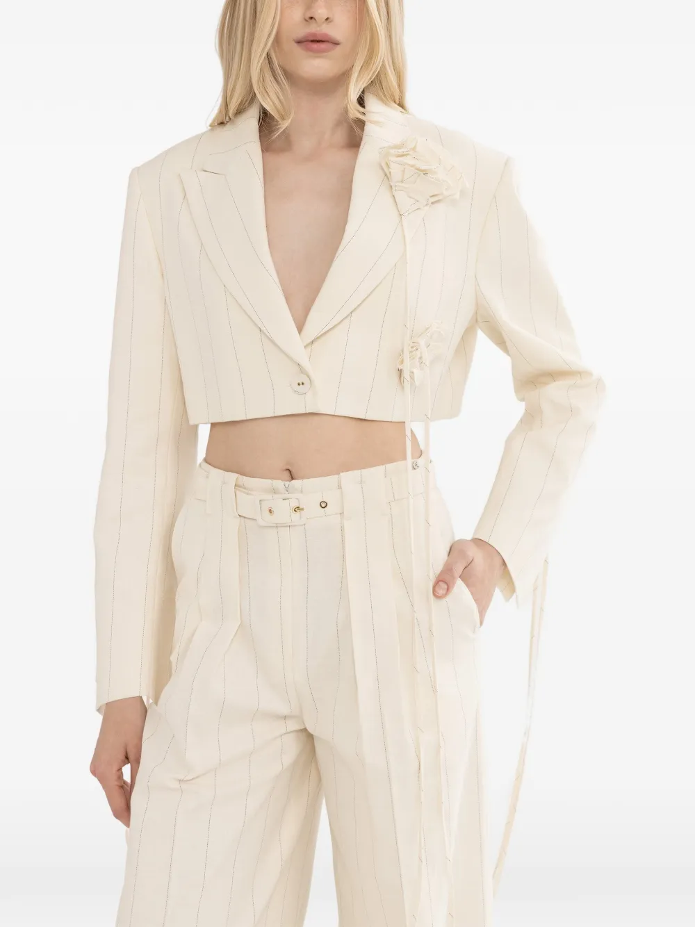 NISSA striped cropped jacket - Toni neutri