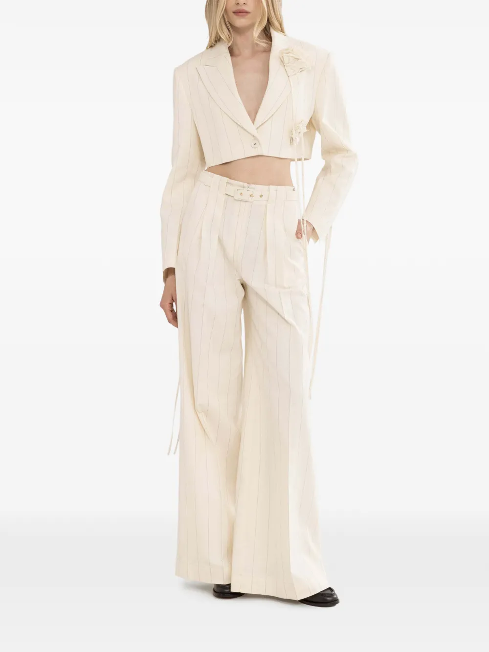  Nissa Striped Cropped Jacket - Neutrals 