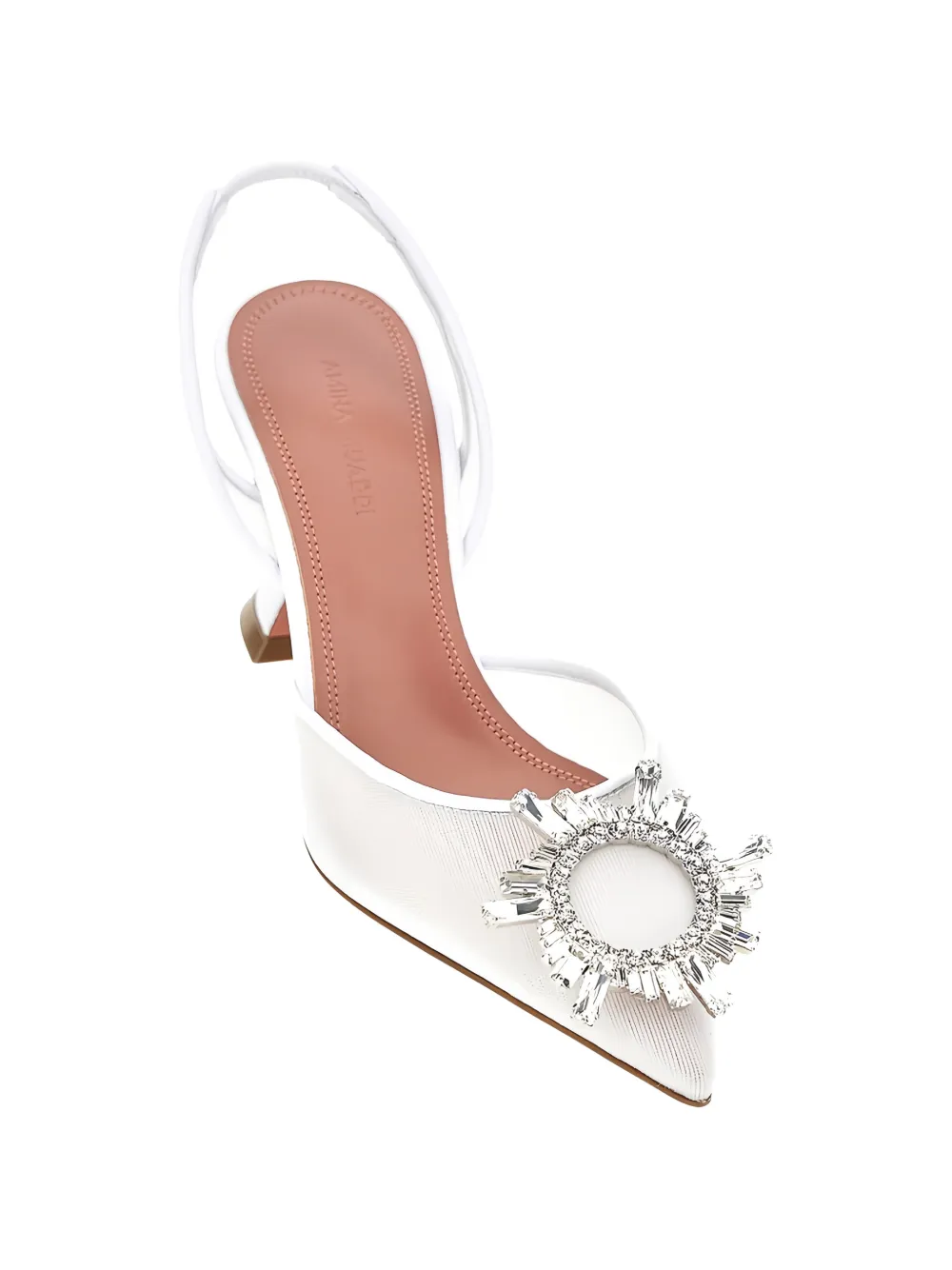 Amina Muaddi Begum verfraaide slingback pumps Wit