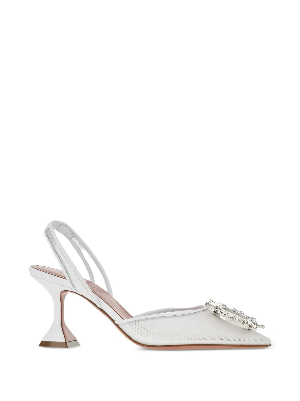 Amina Muaddi begum embellished slingback pumps - Bianco
