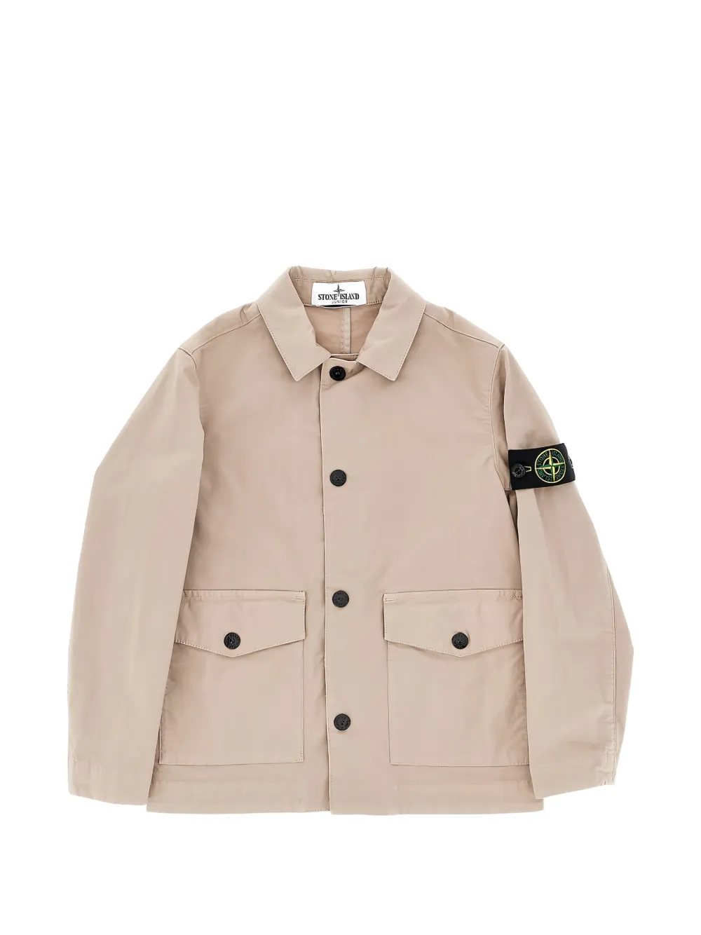 Stone Island Junior logo-patch overshirt - Nude