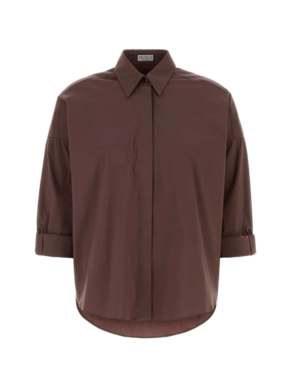 Brunello Cucinelli stretch poplin shirt - Brown