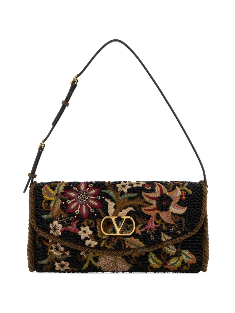 Valentino Garavani small DeVain embroidered shoulder bag - Nero