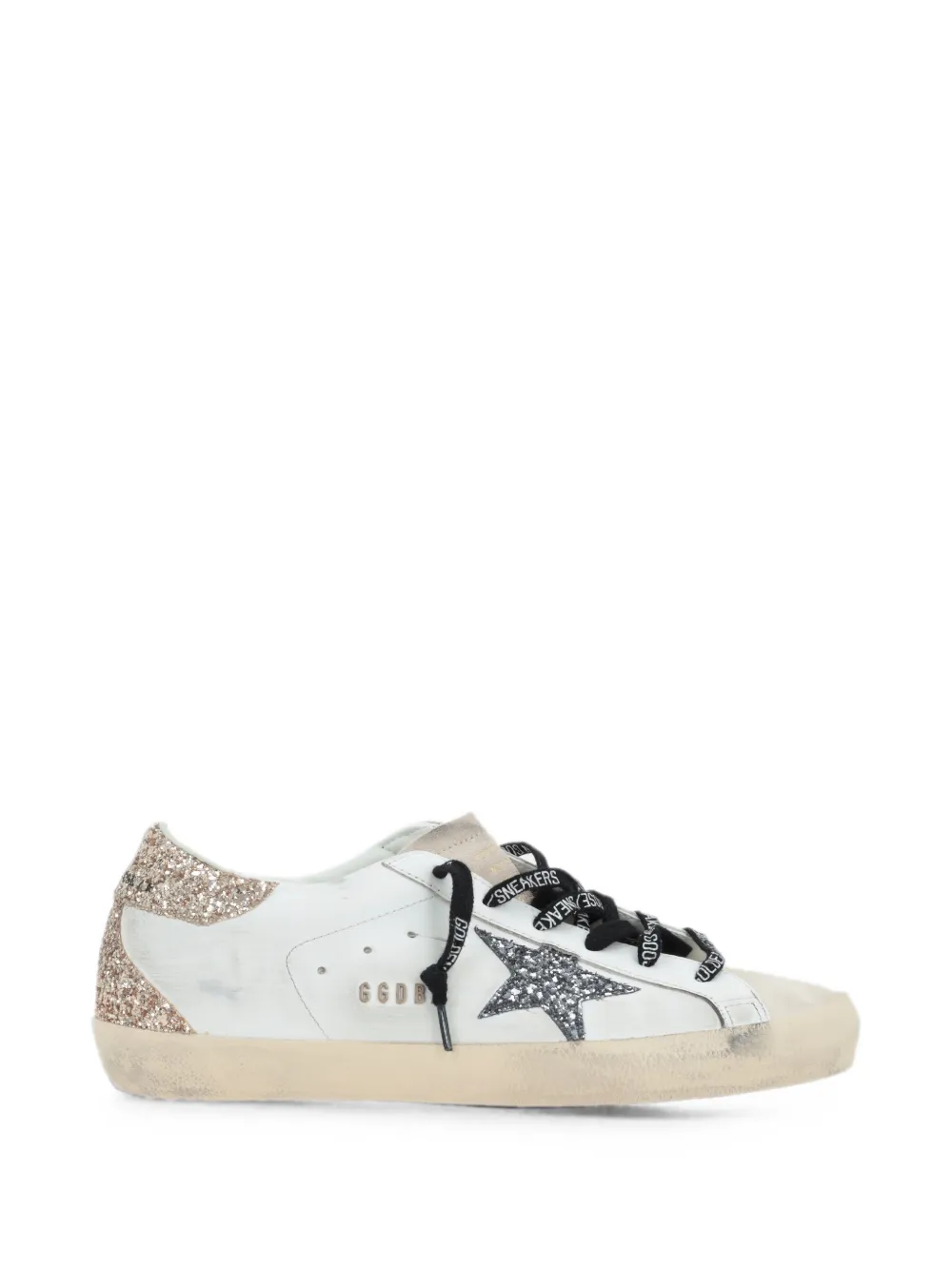Golden Goose Super-Star sneakers met glitter Beige
