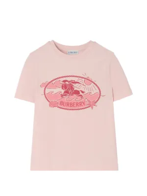 Burberry Kids logo-embroidered Cotton T-shirt | Blue | FARFETCH