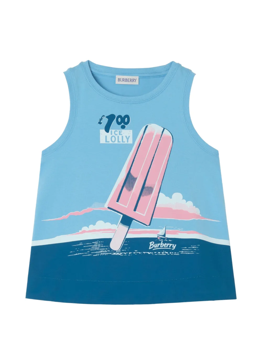 Burberry Kids Top in cotone Ice Lolly - Blu