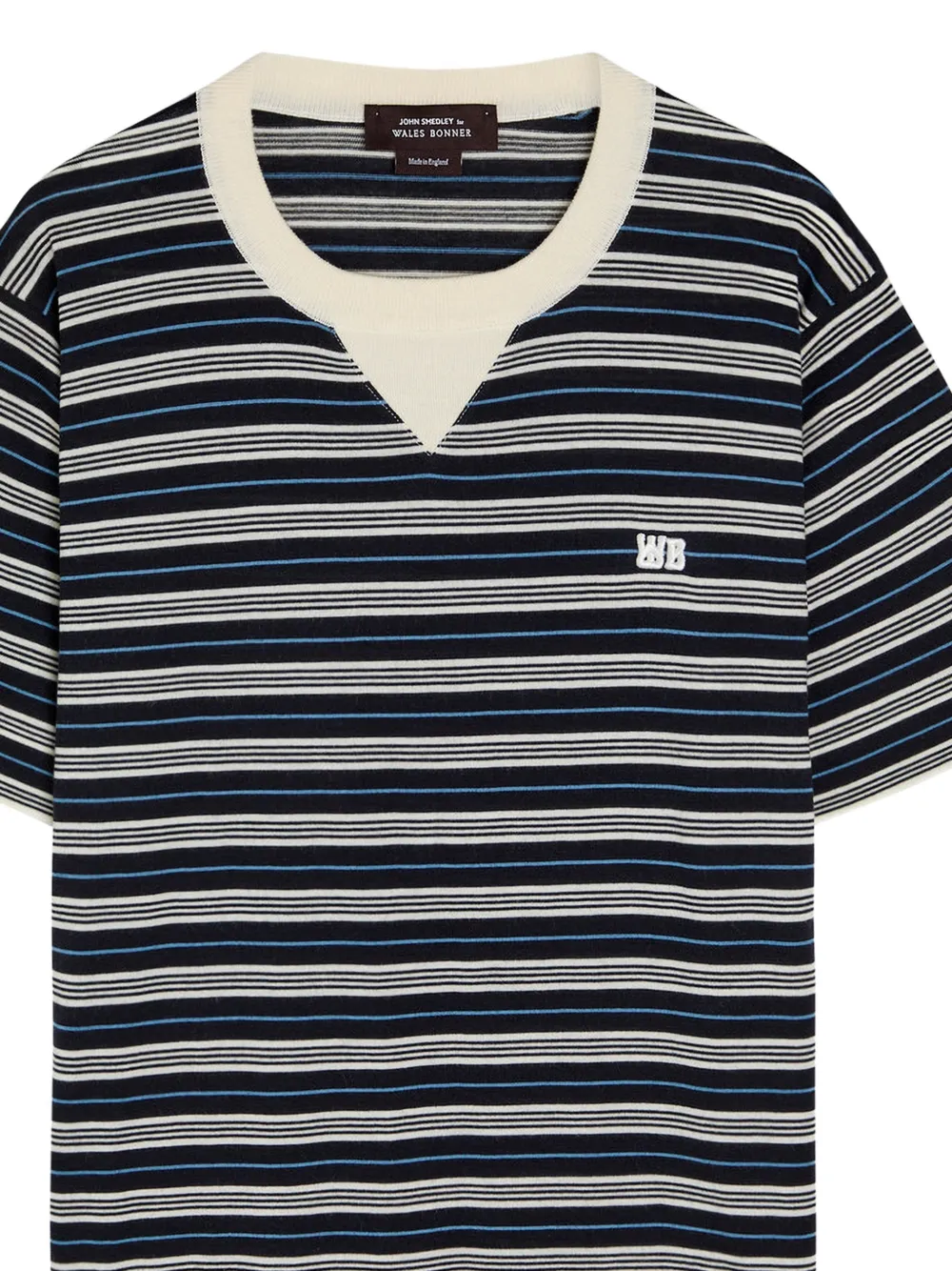  Wales Bonner Striped-pattern V-neck T-shirt - Blue 