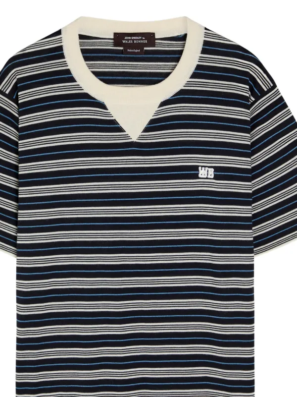 Wales Bonner ストライプ VネックTシャツ | ブルー | FARFETCH JP