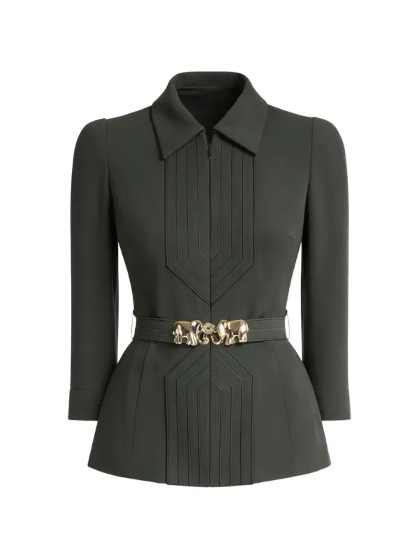 Elie Saab Elephant-buckle Jacket in Green