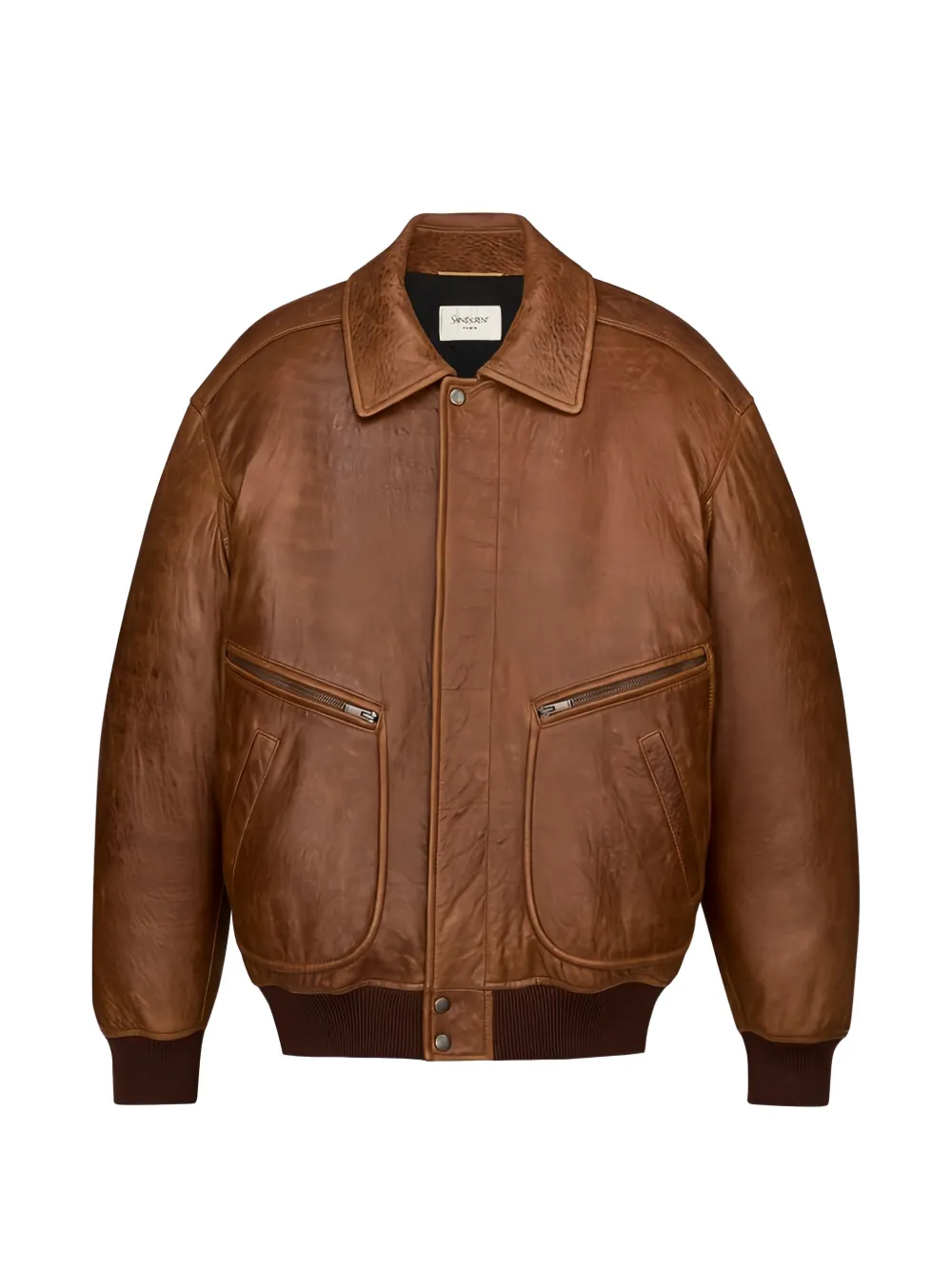 Saint Laurent Bomberjacke aus Leder - Braun