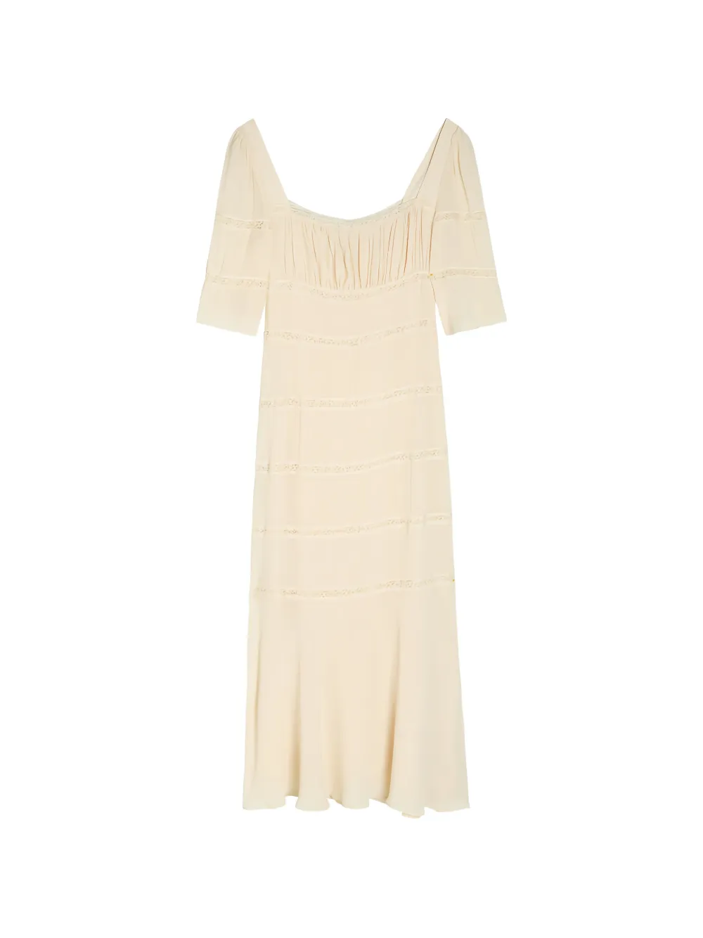 Reformation Laverna lace ruched midi dress - Toni neutri