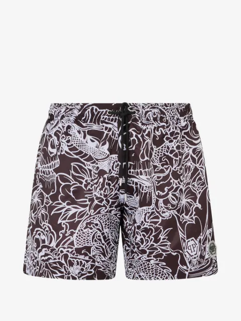Philipp Plein Skull Dragon Shorts aus Nylon