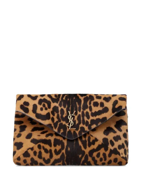 Saint Laurent large Cassandre animal-print clutch bag