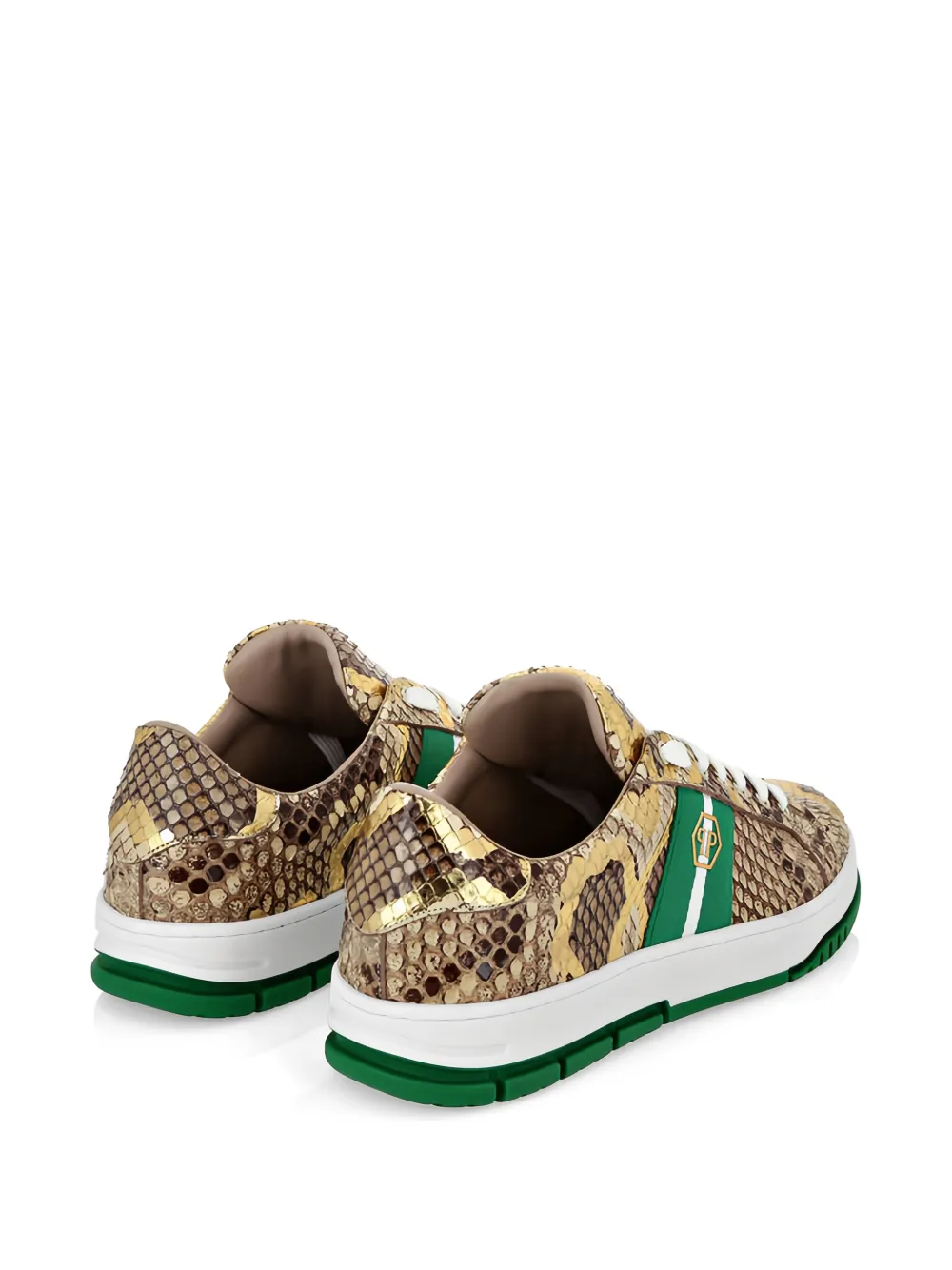 Philipp Plein Leren sneakers met python-effect Bruin