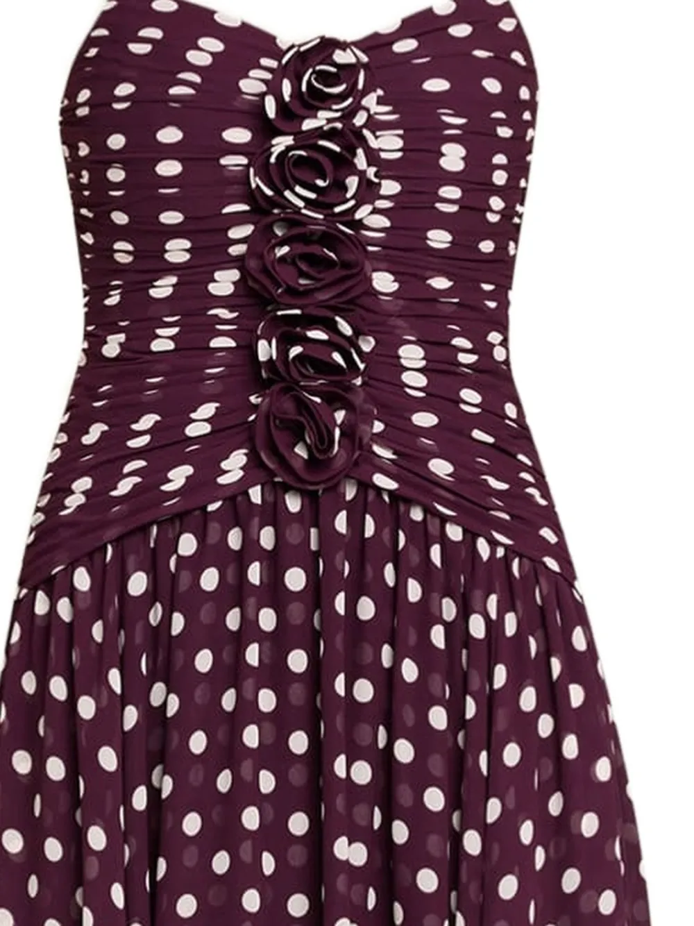 Cinq A Sept Camille midi-jurk met stippen en ruches Rood